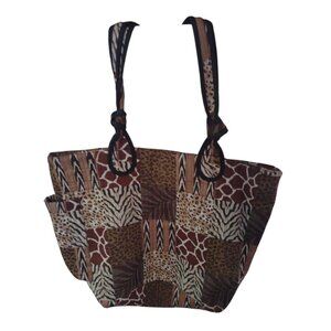 Blair Patchwork Tote Bag Animal Print Cotton Washable Shoulder Bag Purse